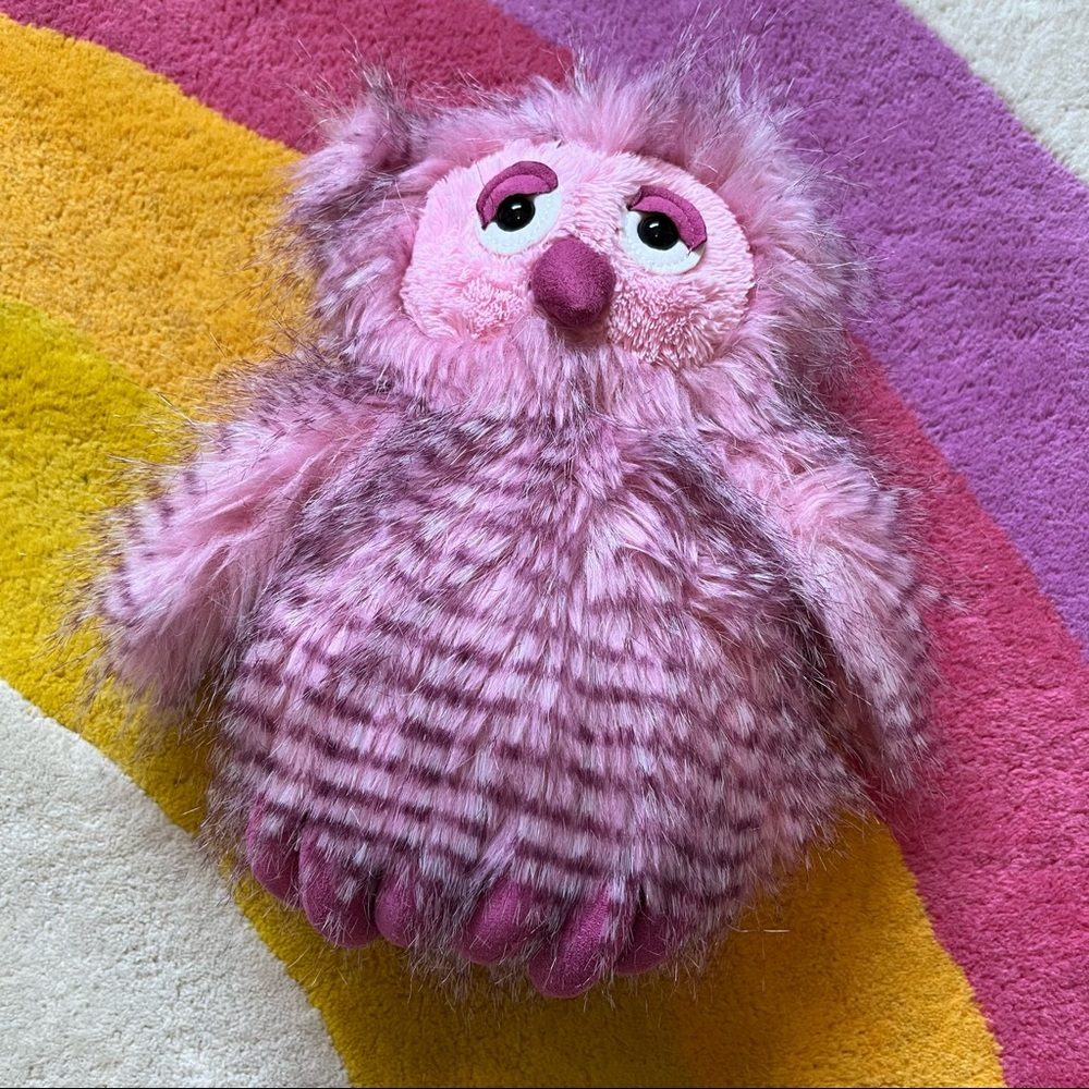 Jellycat Olga Pink Fuzzy Owl Plush Toy 10”